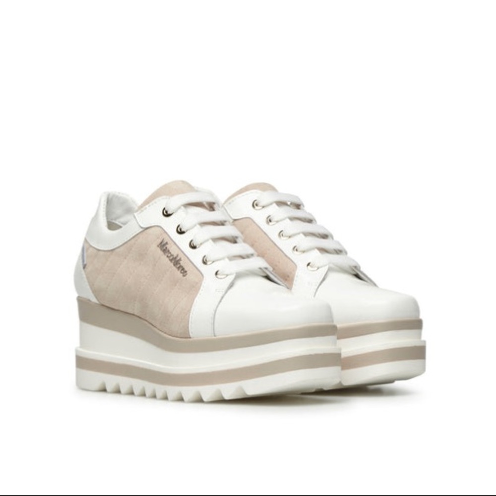 Marco Moreo Grace Derby Shoe Platform Sneaker size 39 Beige/White